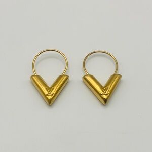 Louis Vuitton Signature “V”-shaped Earrings in Gold-tone finish